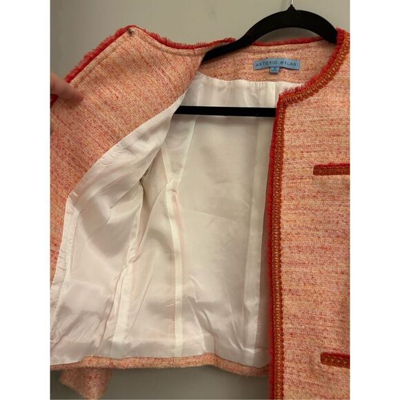 Antonio Melani Tweed jacket peachy mix size 0 preppy, academia - Picture 9 of 10